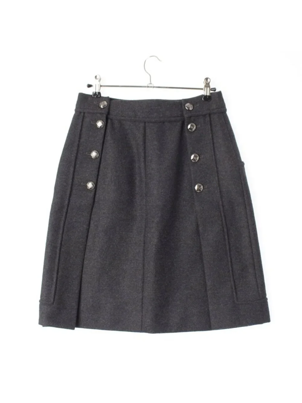Chanel Wool CC Logo Alpaca Skirt Gray 34